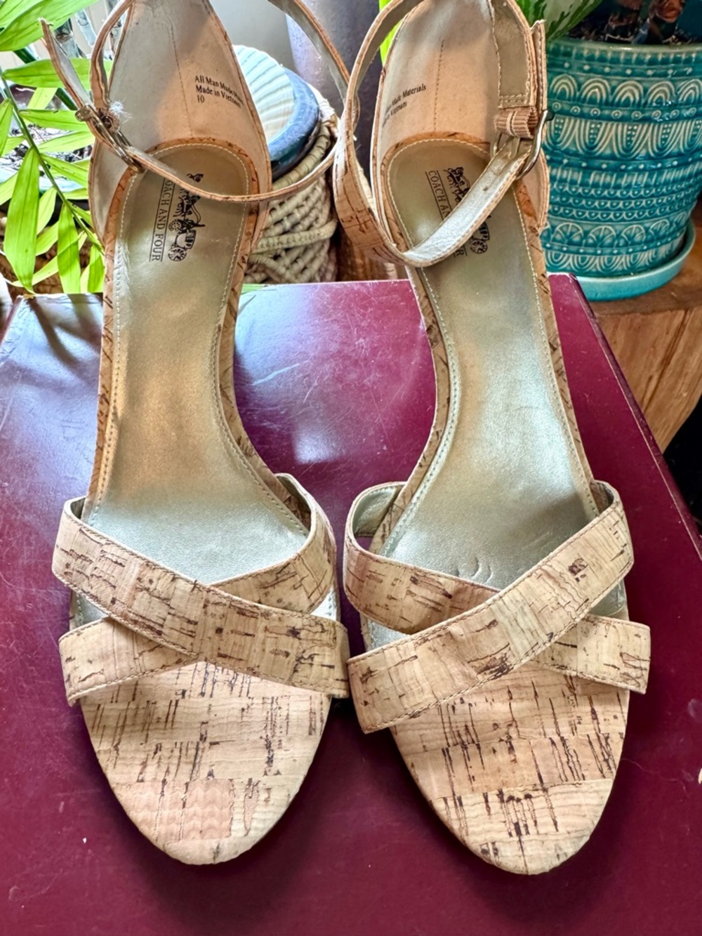 Coach and Four Cork Strappy Heels - Tan - Picture 3 of 4